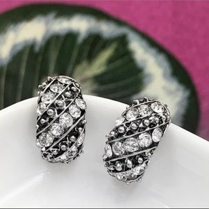 🌼 Silver Rhinestone Designer Inspired Dainty Small Huggie Hoop Earrings